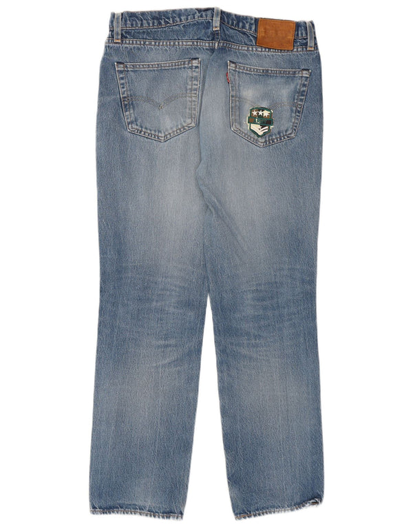 Levi's Men Distressed Straight Jeans W32 L30 Blue Cotton