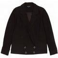 Topshop Dame Double Breasted Blazer Jacket UK 8 Small Black Wool