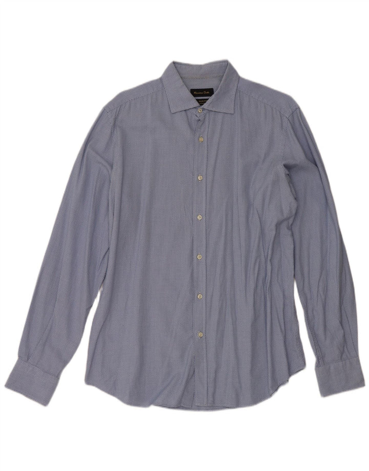 Massimo Dutti Herre Slim Fit Skjorte Stor Blå Geometrisk