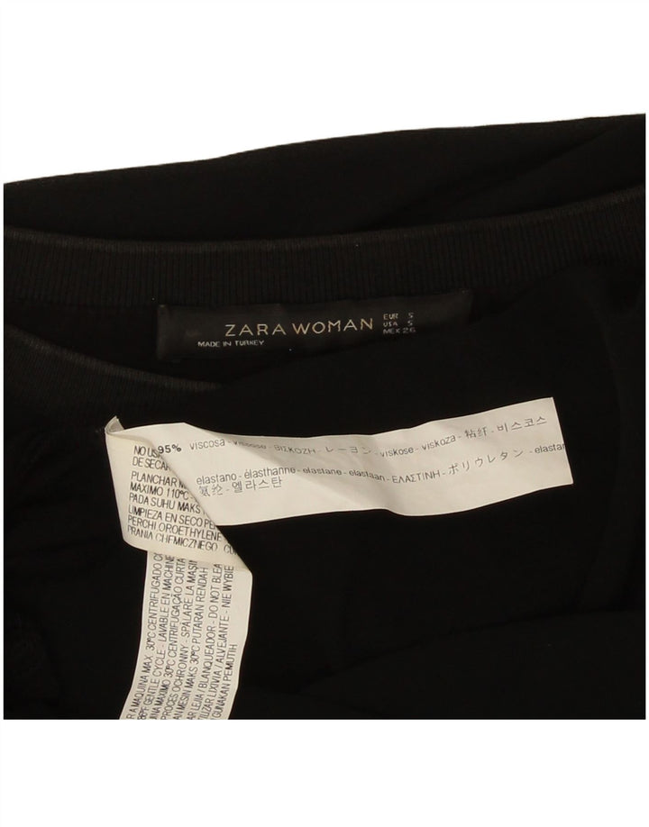 Zara Dame Oversized Bluse Top UK 10 Small Black Viscose