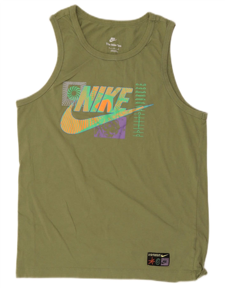 Nike Herre grafisk T-shirt top mellemgrøn bomuld