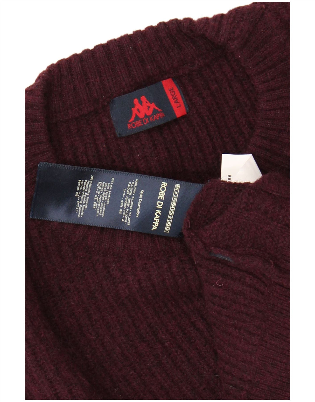 KAPPA Dame Oversized Crew Neck Jumper Sweater UK 16 Large Maroon Wool
