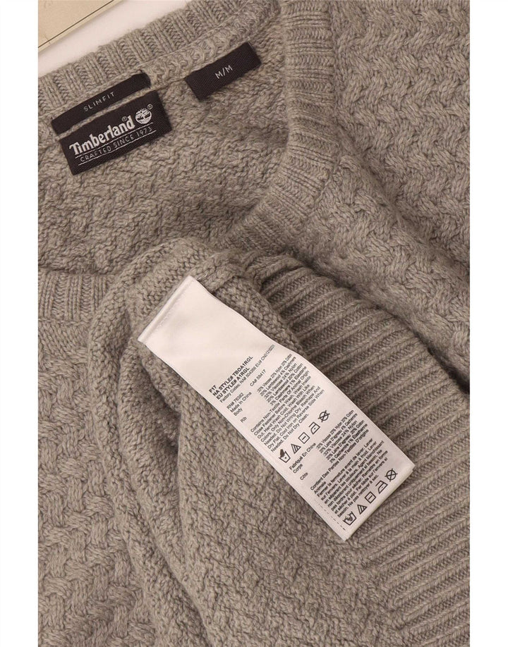 Timberland Herre Slim Fit Boat Neck Jumper Sweater Medium Grey Viscose