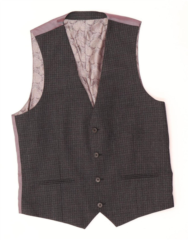 Ted Baker Herrevest US 40 Large Grey Check Wool