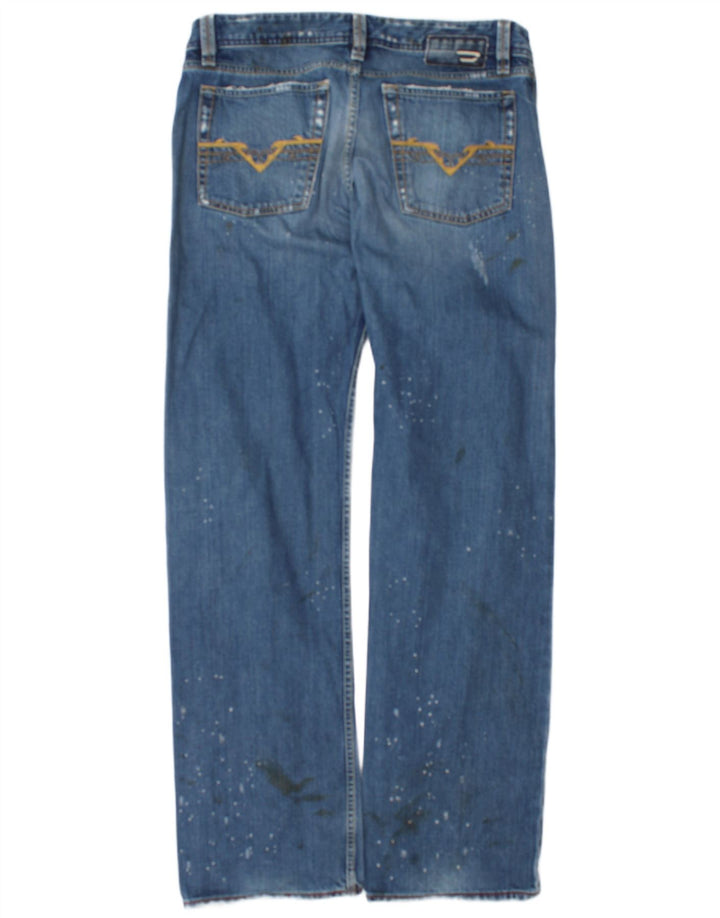 Diesel Herre Distressed Straight Jeans W34 L34 Blå Bomuld