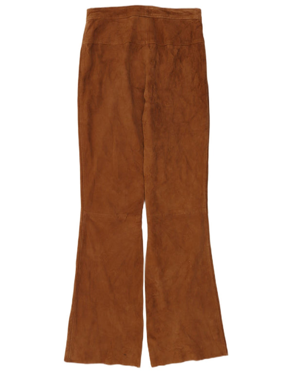 Alba Moda Dame Flare ruskindsbukser UK 10 Small W26 L32 Brunt læder