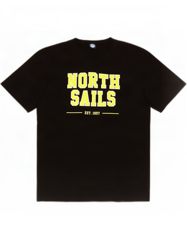North Sails Herre Grafisk T-Shirt Top XL Sort Bomuld