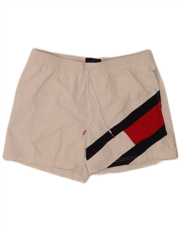 Tommy Hilfiger Herre grafiske almindelige svømmeshorts XL Hvid Colourblock
