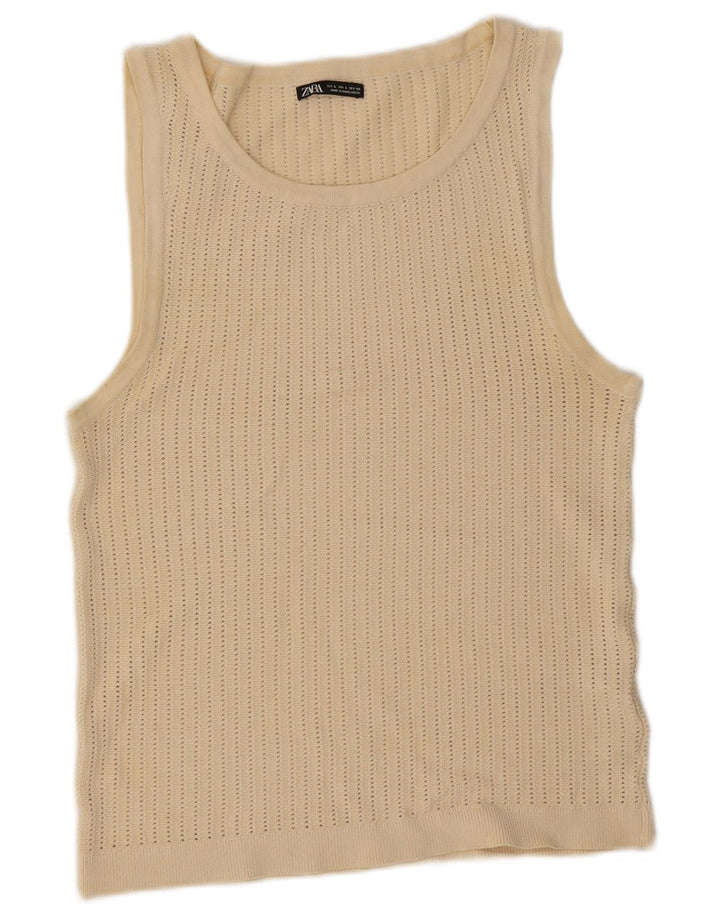 Zara Damevest Top UK 14 Large Beige Viscose