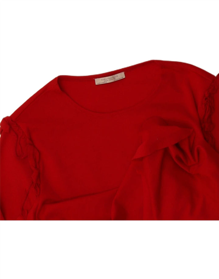 ZARA Womens 3/4 Sleeve Blouse Top UK 12 Medium Red Vintage Zara and Second-Hand Zara from Messina Hembry 