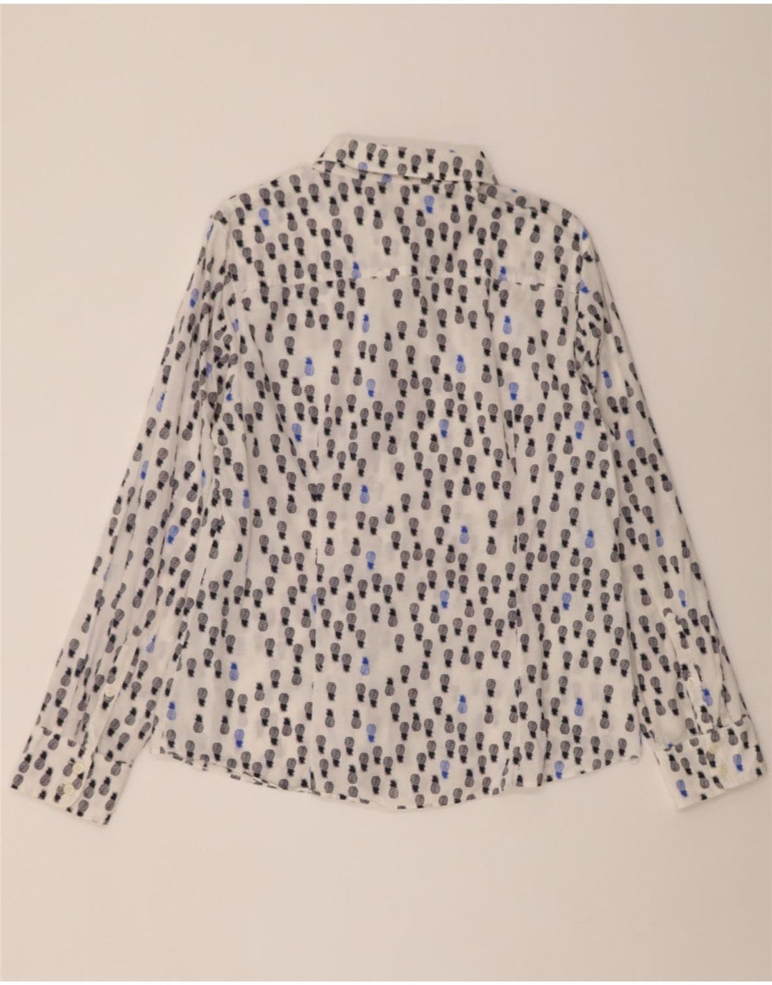 J. CREW Womens Abstract Pattern Shirt UK 16 Large White Cotton Vintage J. Crew and Second-Hand J. Crew from Messina Hembry 