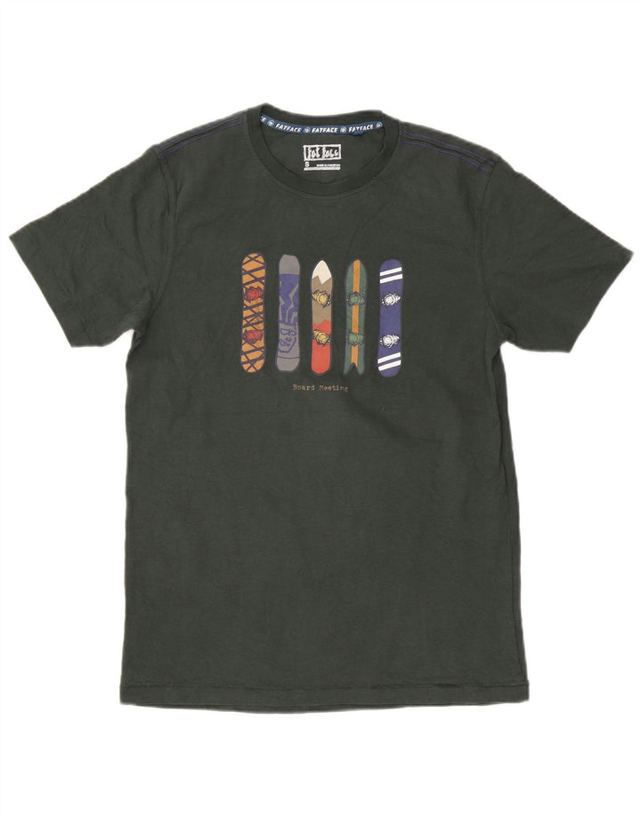 Fat Face Herre Grafisk T-Shirt Top Lille Grøn Bomuld