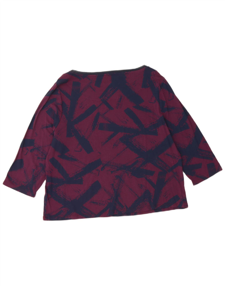MARKS & SPENCER dametop 3/4 ærmer UK 18 XL Lilla geometrisk viskose