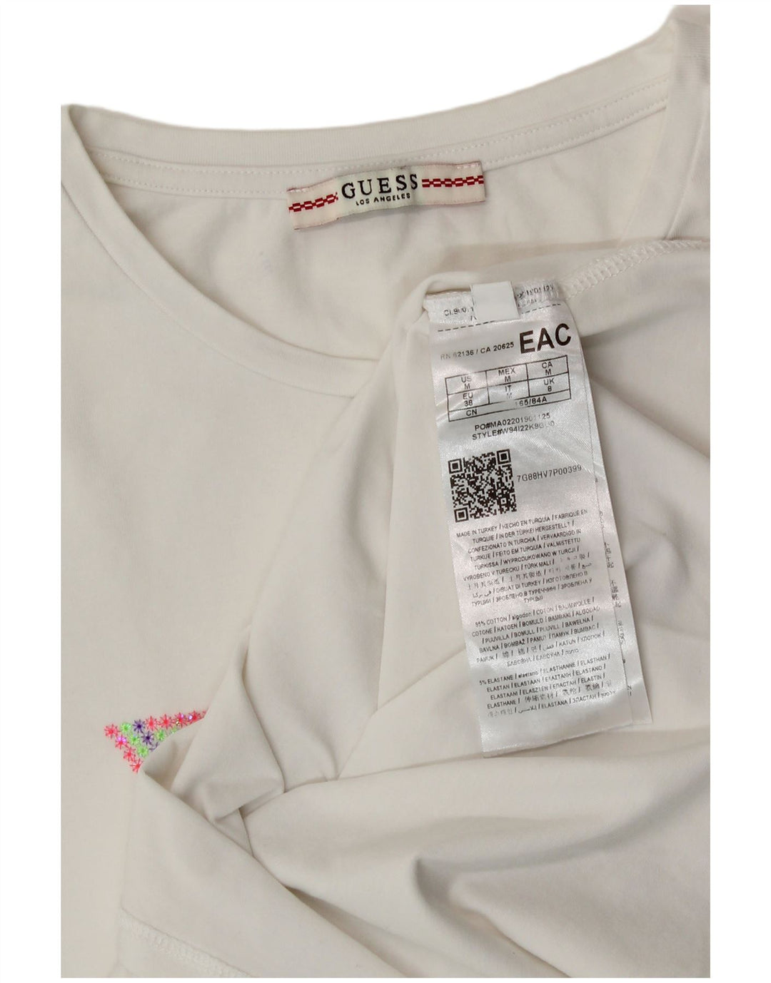 Guess Grafisk T-shirt top til kvinder UK 12 Medium hvid bomuld