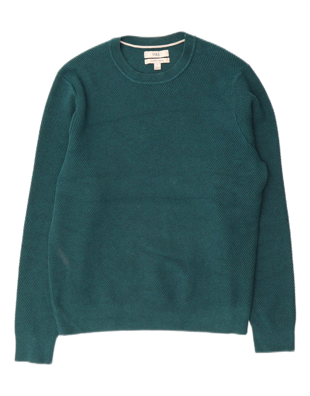Marks & Spencer Herre sweater med rund hals, lille grøn bomuld