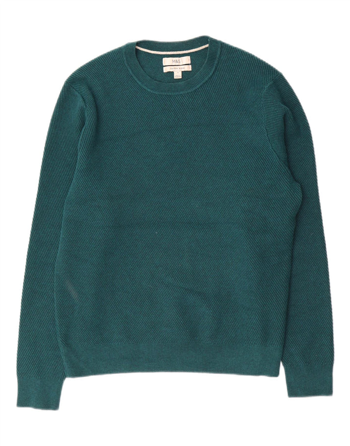 Marks & Spencer Herre sweater med rund hals, lille grøn bomuld
