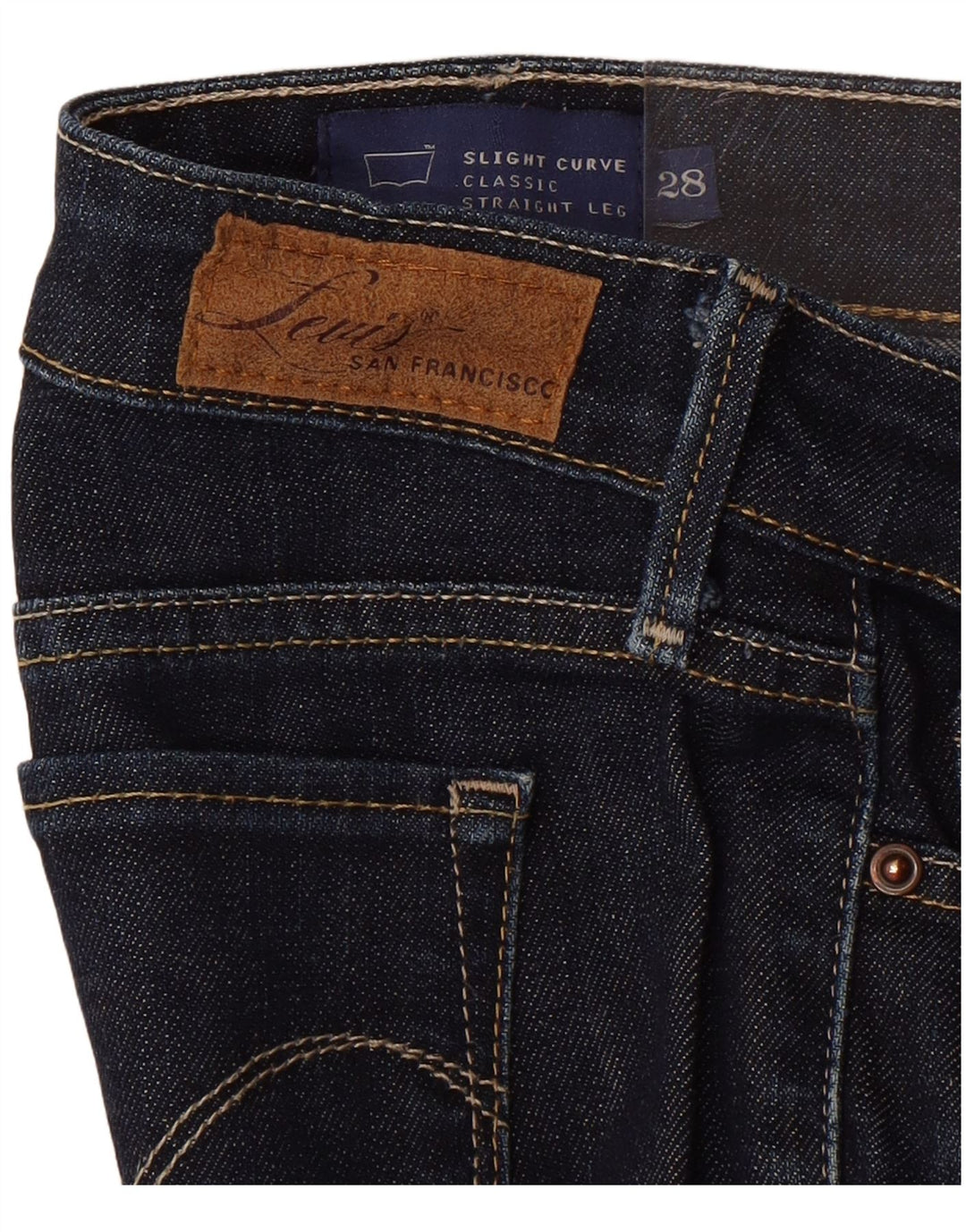 Levi's Womens Slight Curve Classic Fit Straight Jeans W28 L30 Navy Blue