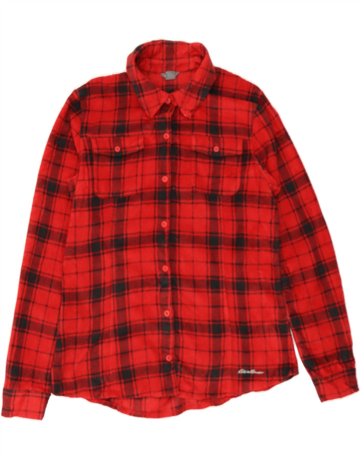 EDDIE BAUER Womens Flannel Shirt UK 14 Medium Red Check Polyester Vintage Eddie Bauer and Second-Hand Eddie Bauer from Messina Hembry 