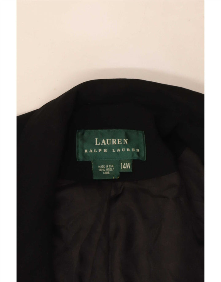 Ralph Lauren Dame 2-knaps blazerjakke US 14 XL sort uld