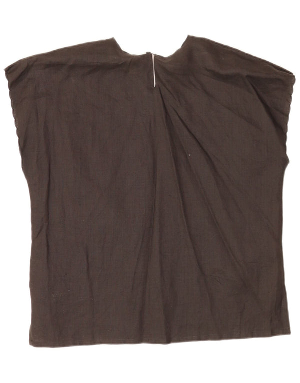 Umberto Severi Damebluse Top UK 14 Medium Black Floral Linen