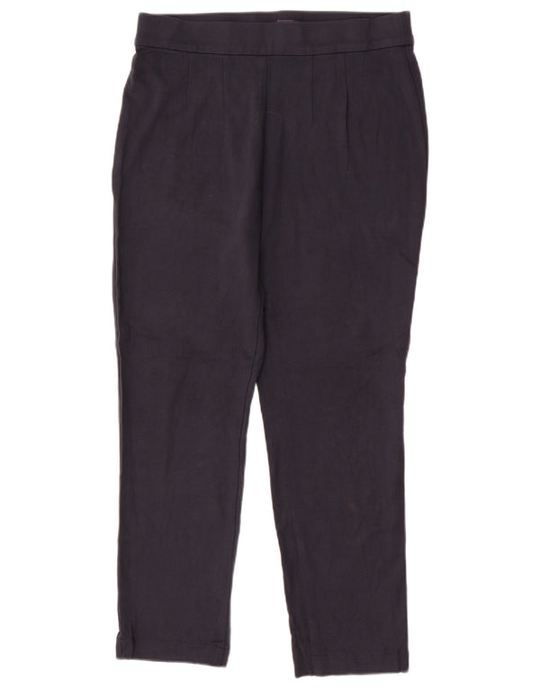 Marks & Spencer Dame Slim Casual Bukser UK 14 Large Navy Blue Viscose
