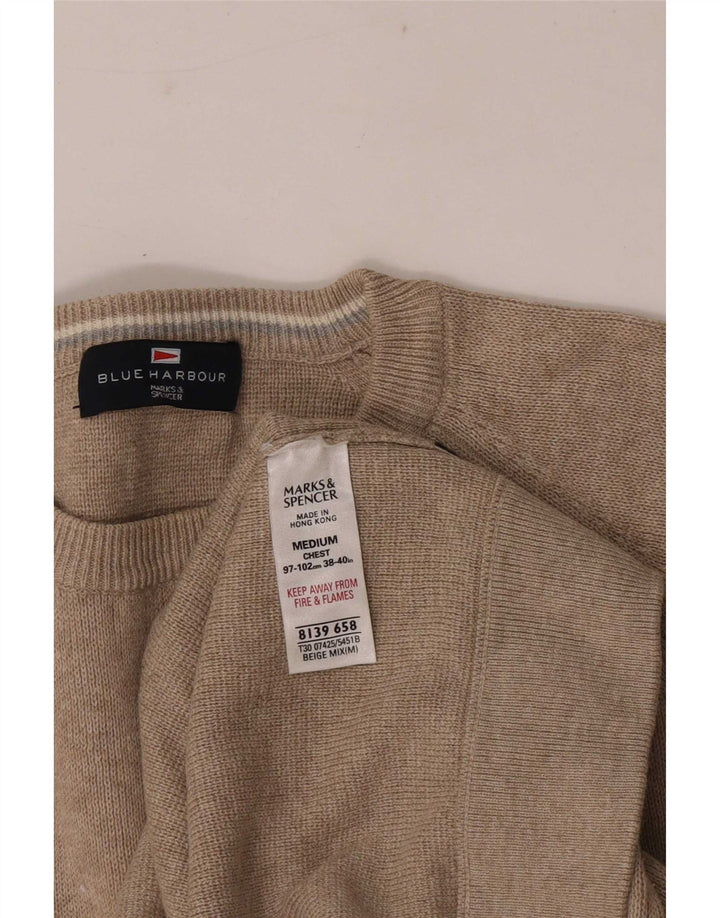 Marks & Spencer Herre Blue Harbor Crew Neck sweater Medium Beige