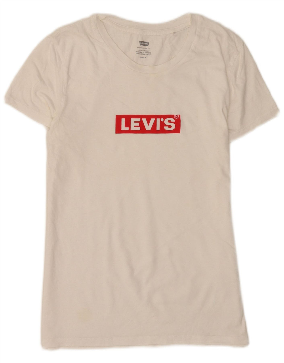 Levi's Grafisk T-shirt top til kvinder UK 8 Lille hvid bomuld