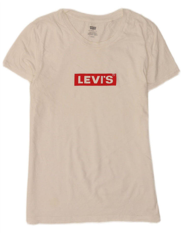 Levi's Grafisk T-shirt top til kvinder UK 8 Lille hvid bomuld