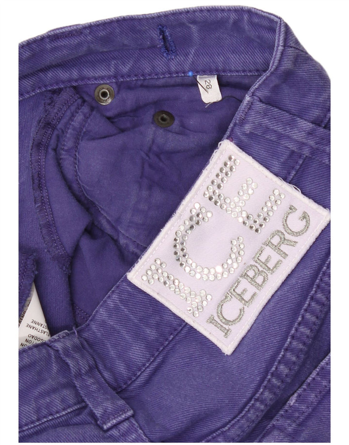ICEBERG Womens Distressed Straight Jeans W28 L30 Purple Cotton