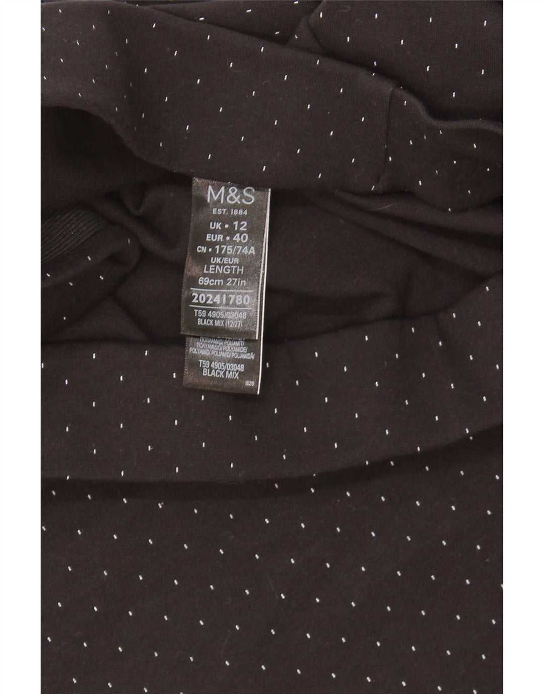 Marks & Spencer Pencil Nederdel til kvinder UK 12 Medium W30 Sort plettet viskose