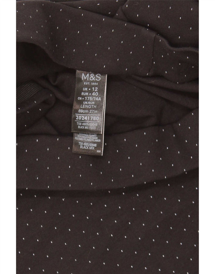 Marks & Spencer Pencil Nederdel til kvinder UK 12 Medium W30 Sort plettet viskose