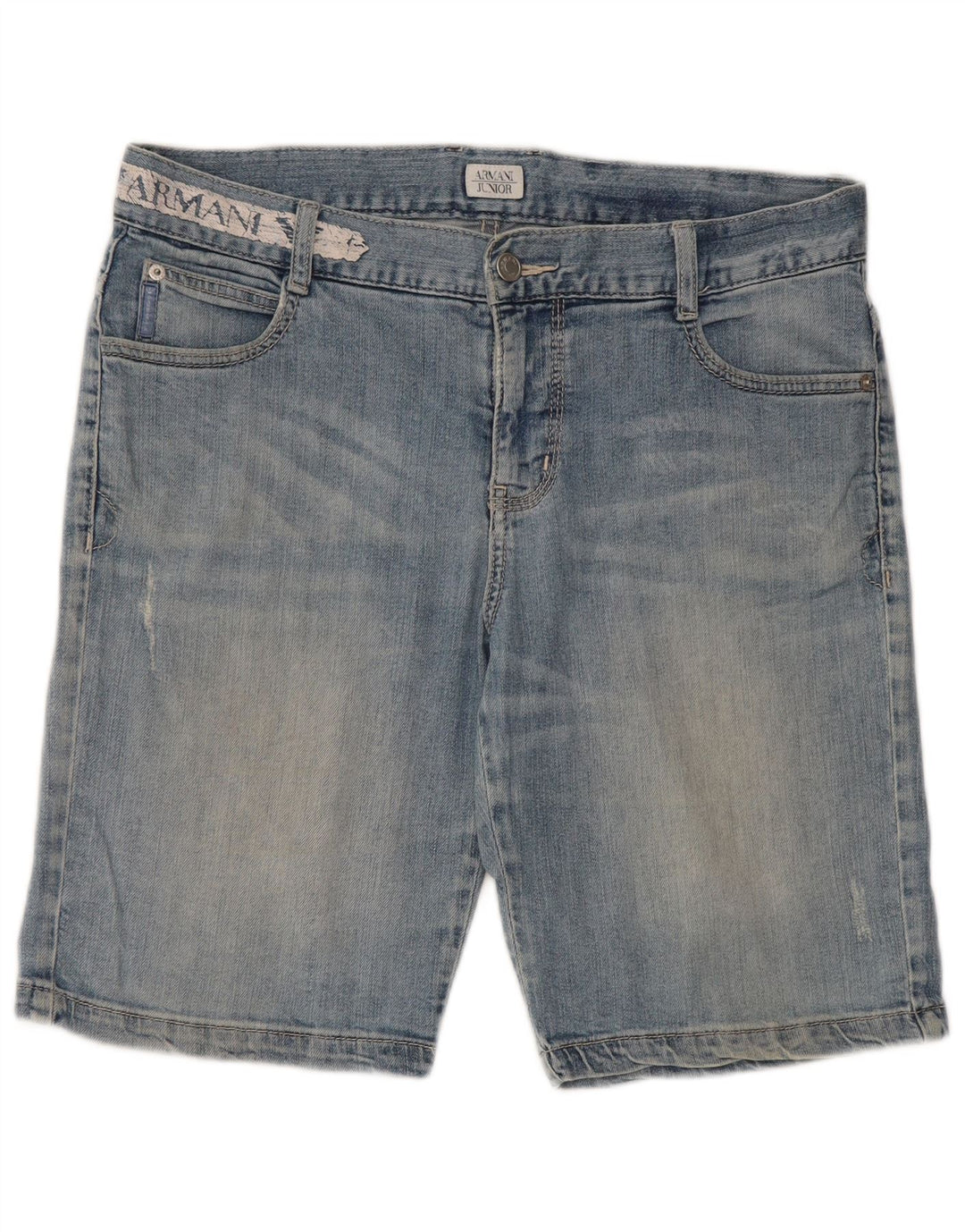 Armani Boys Denim Shorts 15-16 år W34 Blå Bomuld