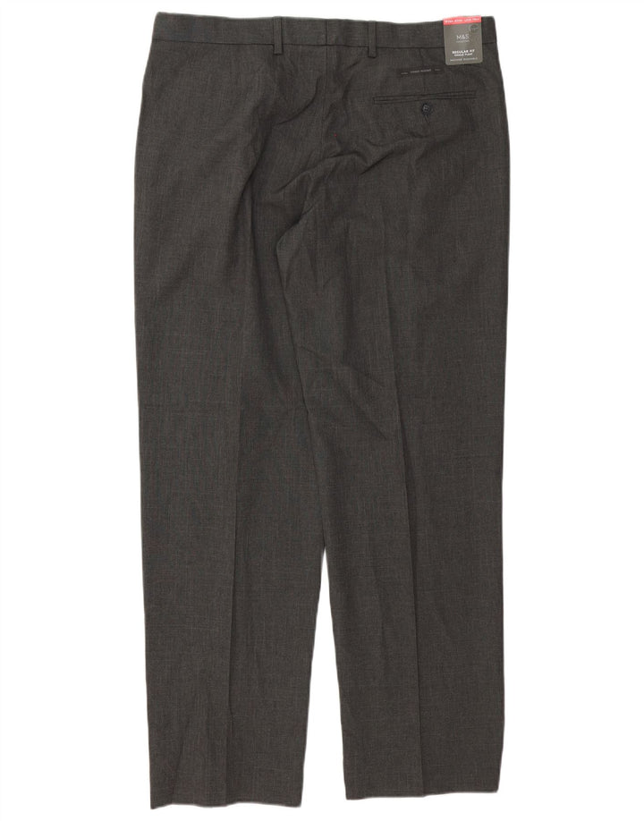 MARKS & SPENCER Herre Regular Fit Suit Bukser W36 L31 Grå Polyester