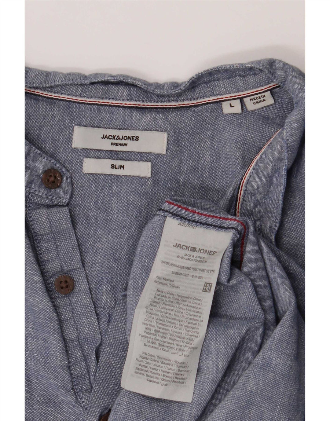 Jack & Jones Herre Slim Fit Pullover Shirt Stor blå Flecked Bomuld