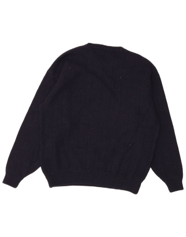 Vintage sweater med rund hals til mænd mellem marineblå