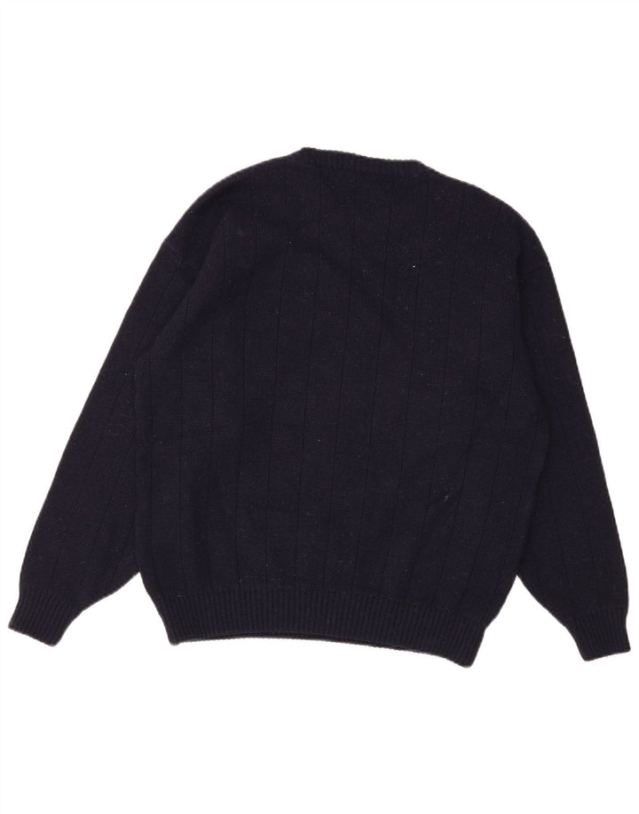 Vintage sweater med rund hals til mænd mellem marineblå