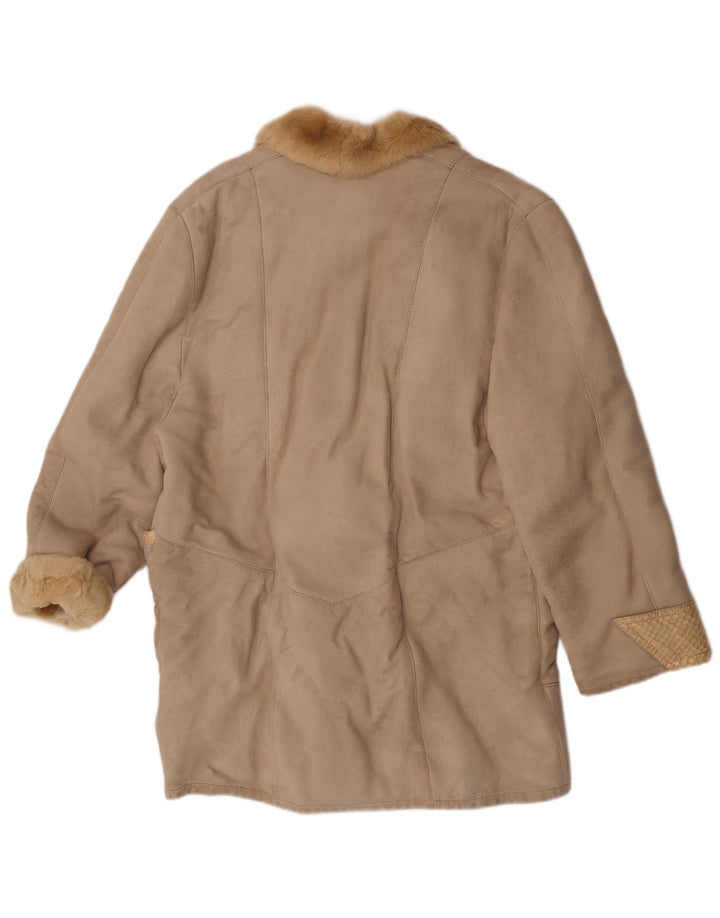 Vintage Dame Shearling Coat UK 14 Medium Beige Shearling