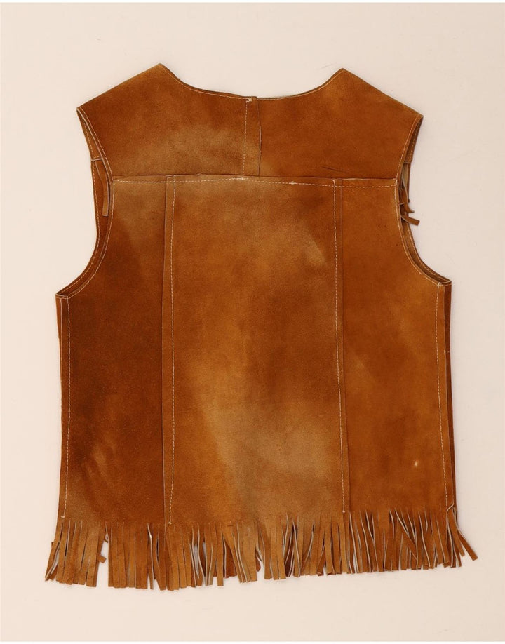 VINTAGE Dame ruskindsvest UK 10 Lille Brun