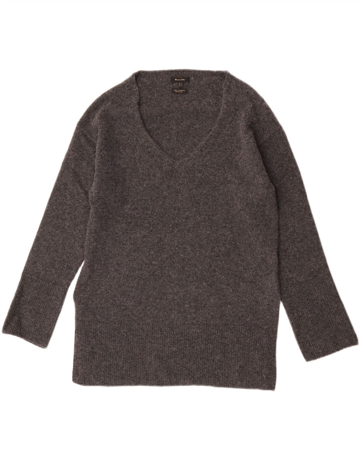 Massimo Dutti Dame V-hals sweater UK 10 Lille Grå Uld