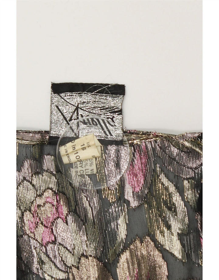 ARELLA Womens Crop Cardigan Top UK 16 Large Multicolored Floral