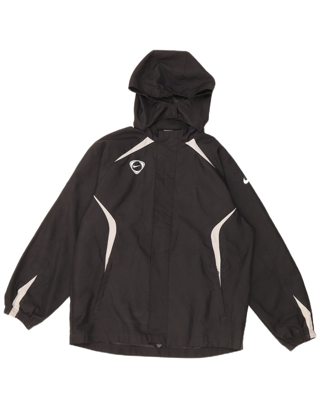 NIKE Regnjakke med hætte til drenge 12-13 år Stor sort Colourblock Polyester