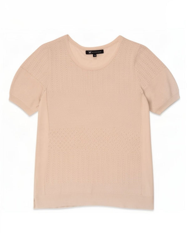 Crew Clothing Dame T-Shirt Top UK 12 Medium White Viscose