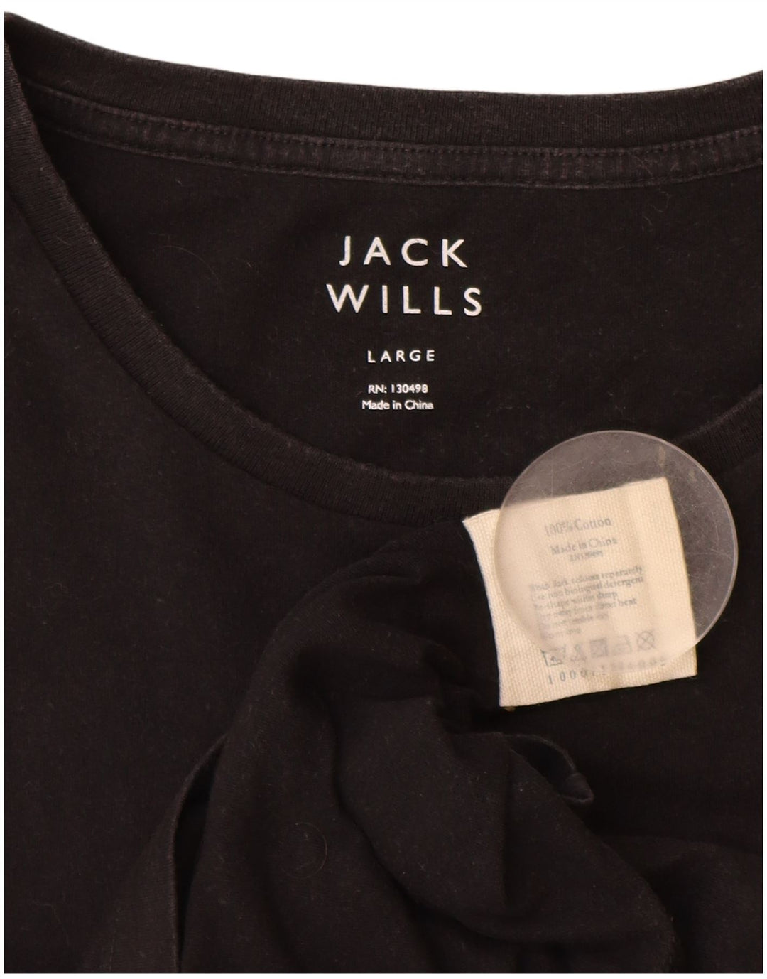 Jack Wills Dame T-Shirt Top UK 16 Stor Sort Bomuld