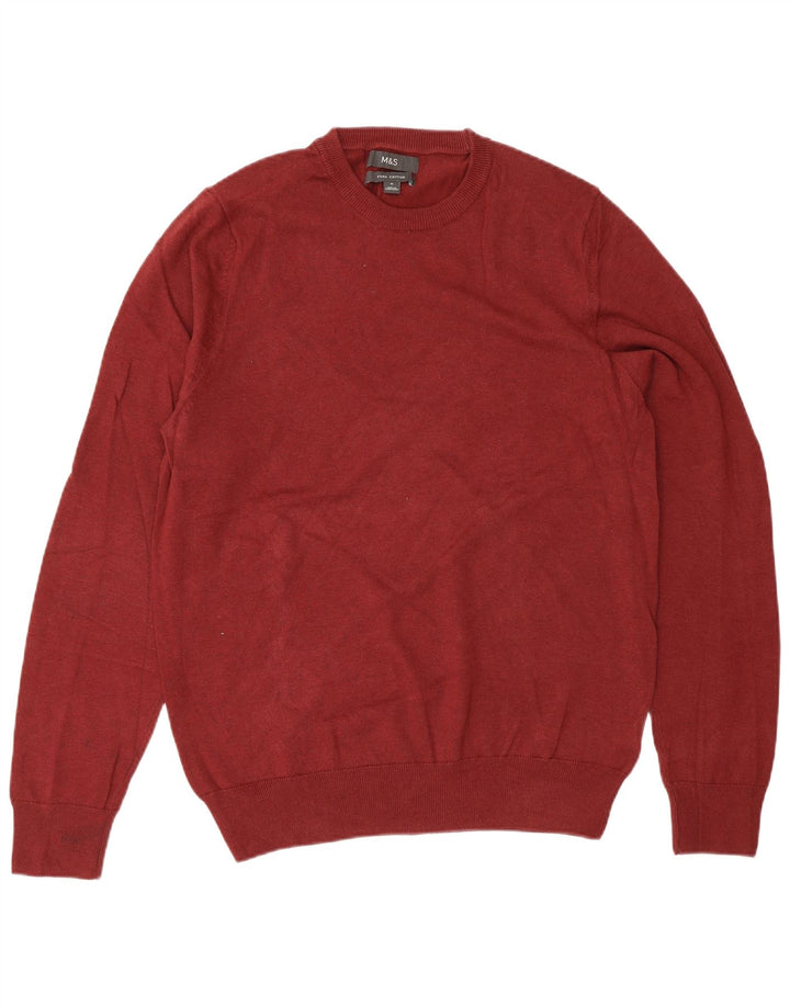 Marks & Spencer Herre sweater med rund hals, medium rødbrun bomuld