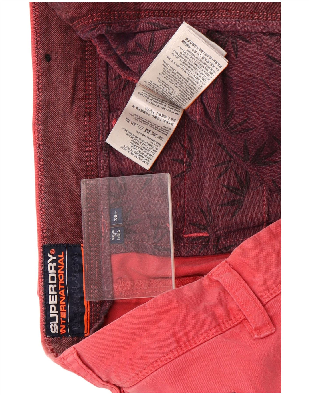 Superdry Chino Shorts til mænd W36 Large Pink Bomuld