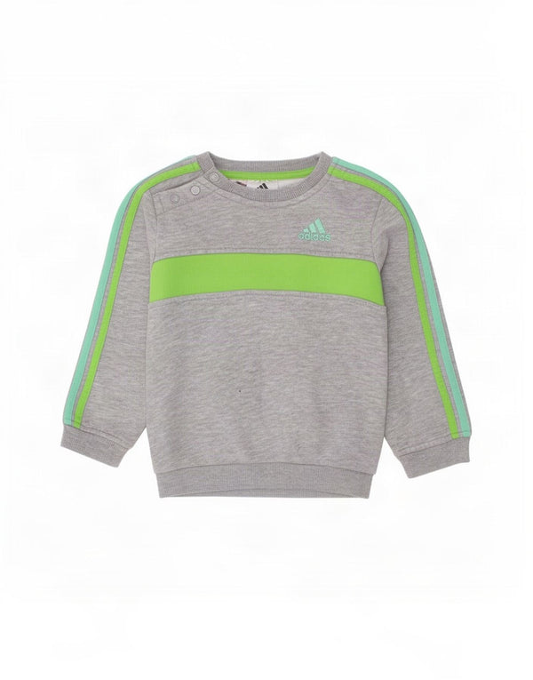 Adidas Baby Boys Sweatshirt Jumper 12-18 måneder Grå Colourblock Bomuld