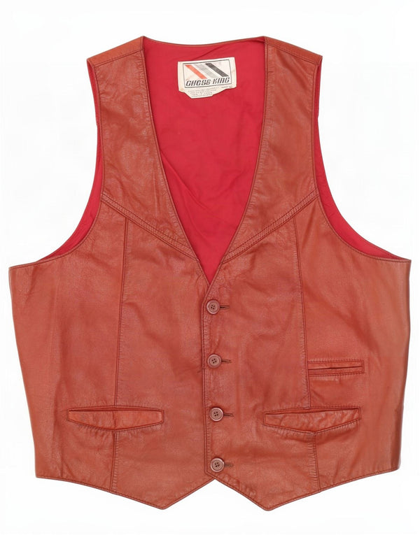 Vintage herre lædervest XL brun