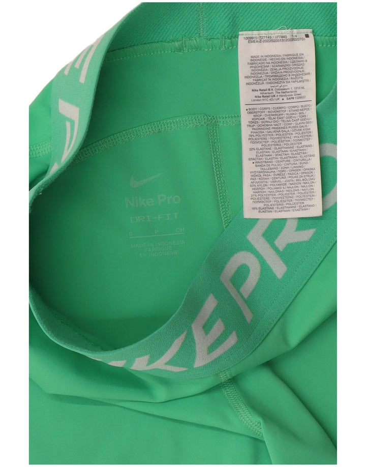 NIKE Dri Fit grafiske sportsshorts til kvinder UK 8 Lille grøn polyester