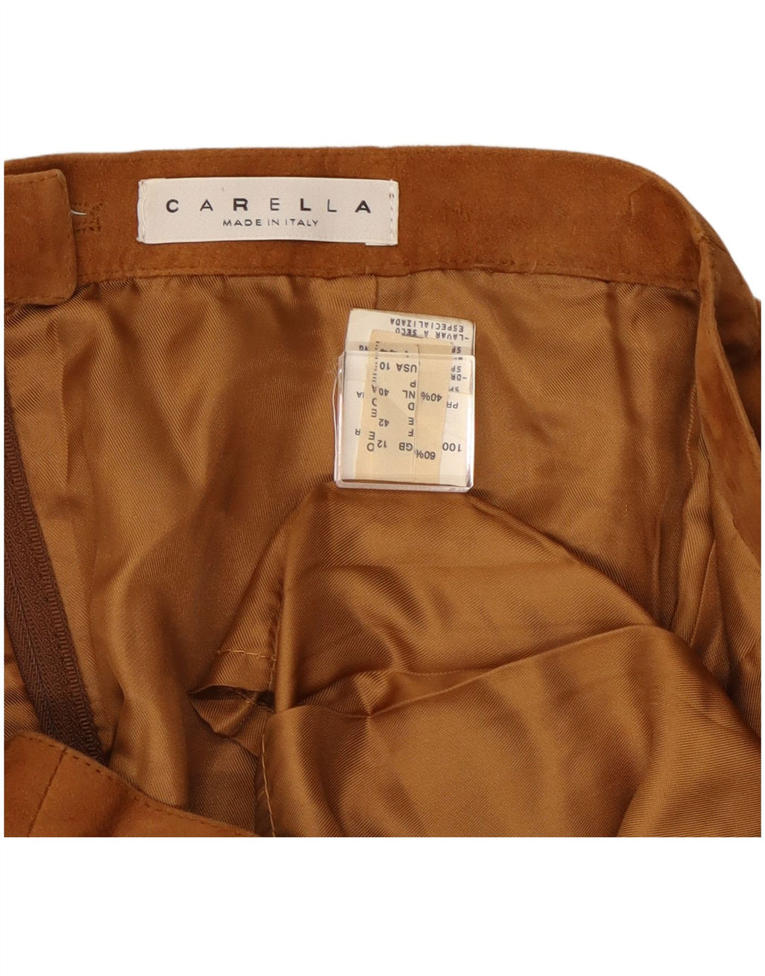 Carella Dame Ruskind Mini Nederdel UK 12 Medium W28 Brunt Læder