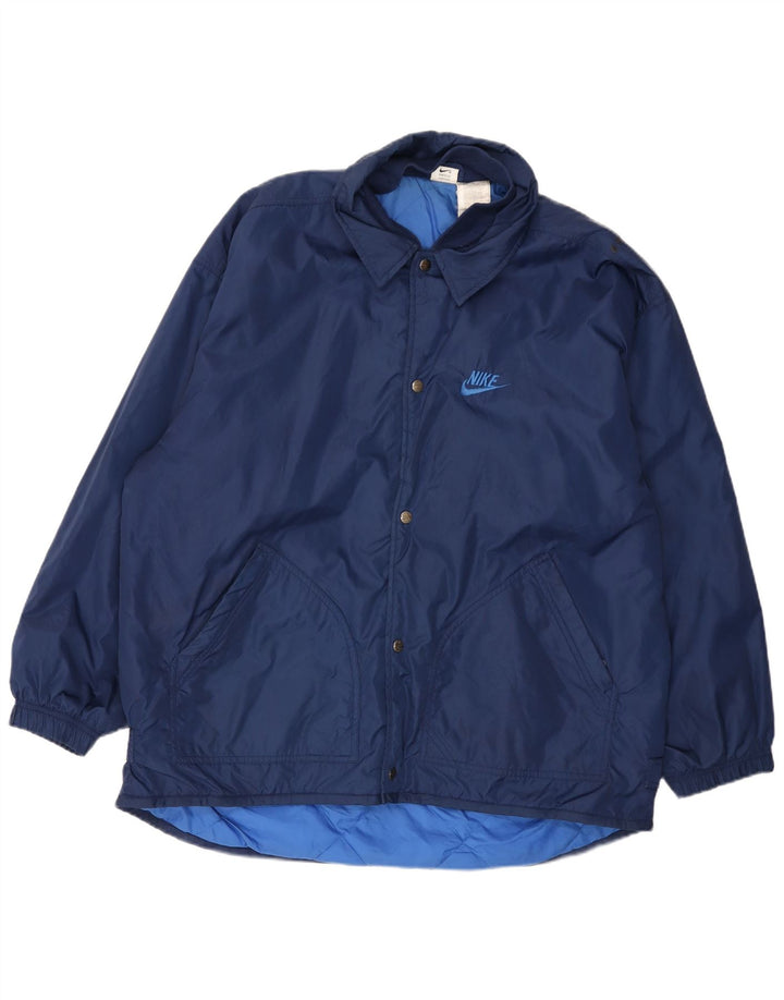 Nike Herre Graphic Windbreaker Coat UK 42 XL Navy Blue Nylon